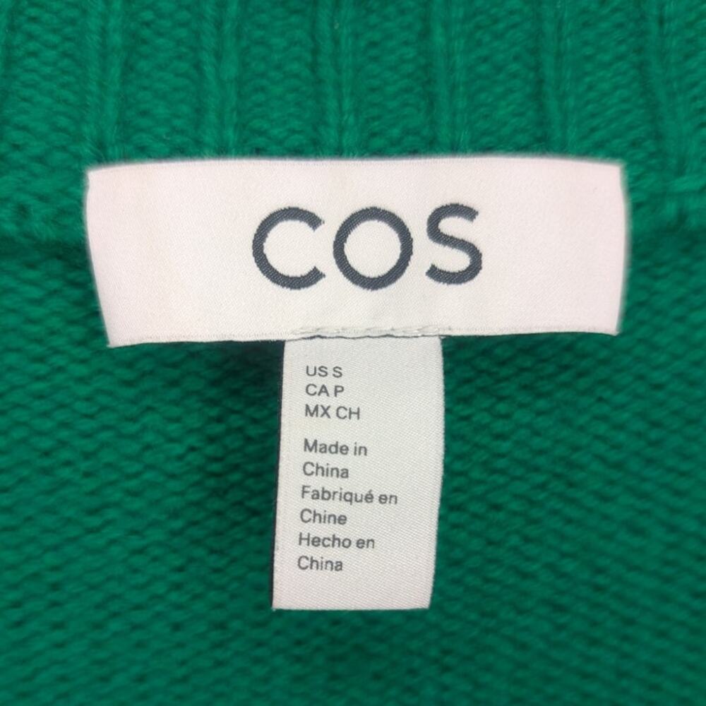 COS 100% Wool Oversized V-Neck Cardigan Sweater in Bright Kelly Green Size Small - Picture 6 of 8
